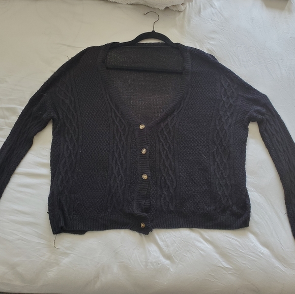 SLOUCHY BLACK CARDIGAN - Picture 1 of 2
